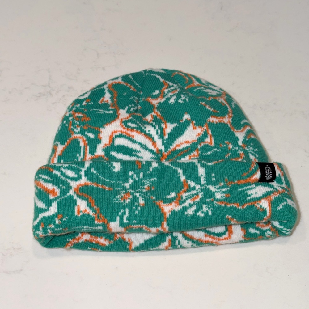 FP Movement by Free People Floral Knit Beanie - Green and Orange